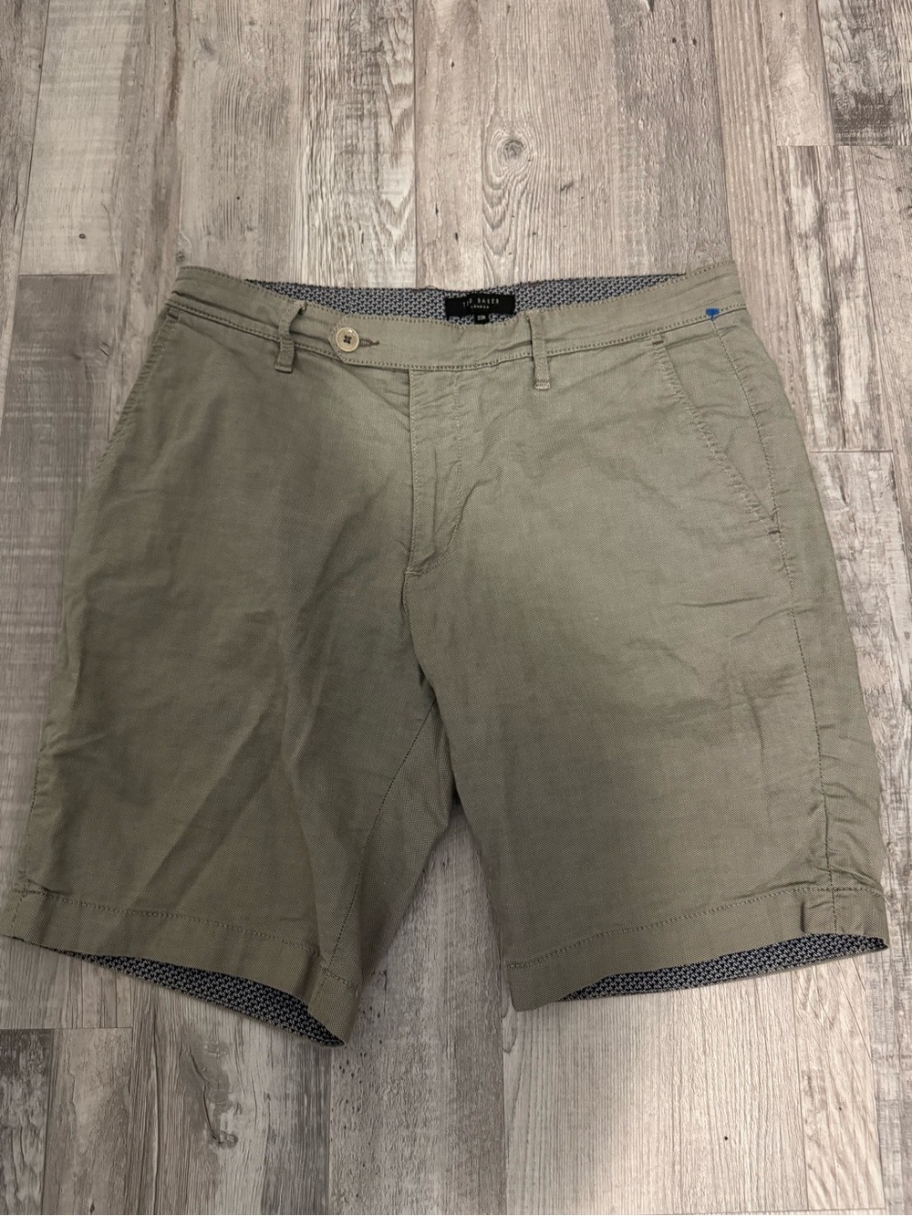 Ted Baker Olive Green Flat Front Men's Shorts